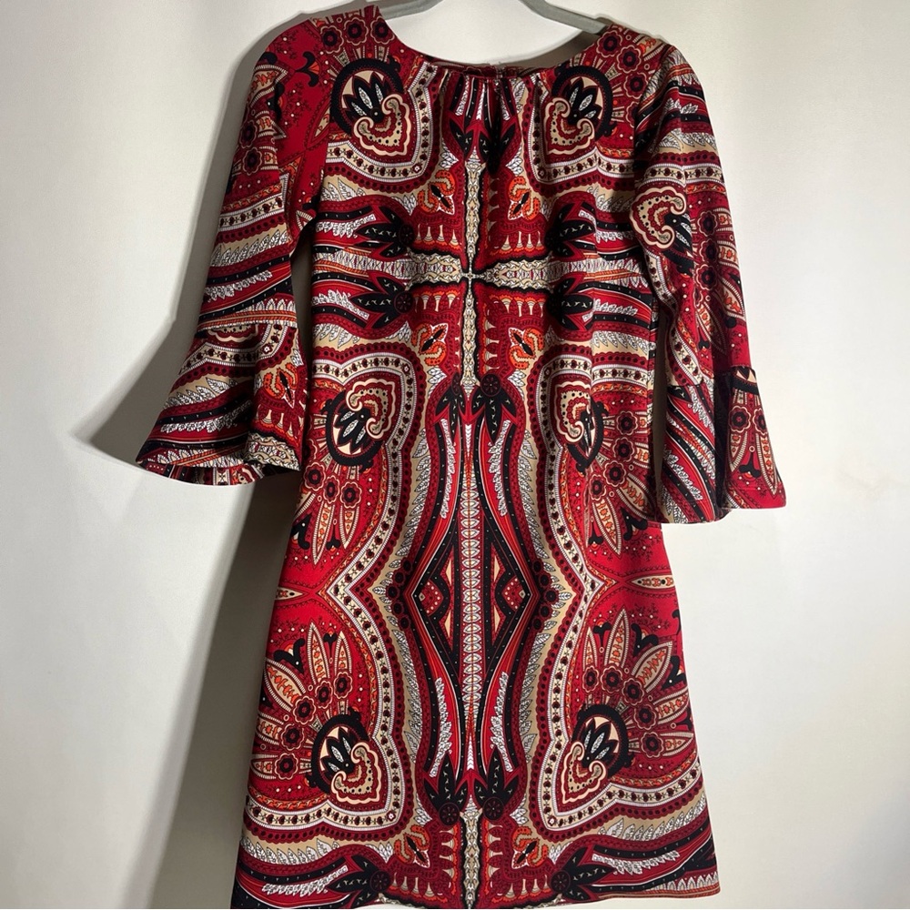 New York & Company Red Sheath Dress with Bell Sleeves